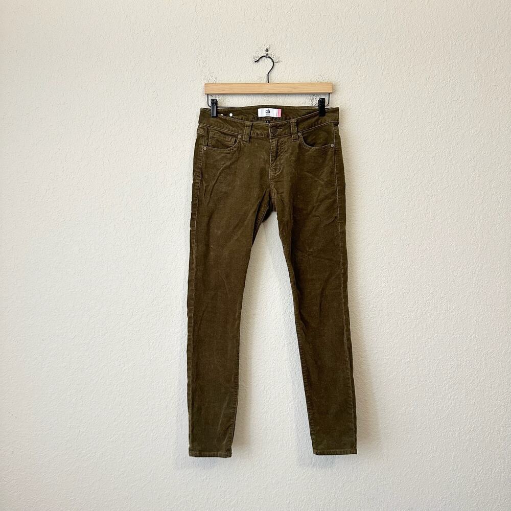 CABI Pants Olive Green Skinny Leg Corduroy Stretch Low Rise Trouser